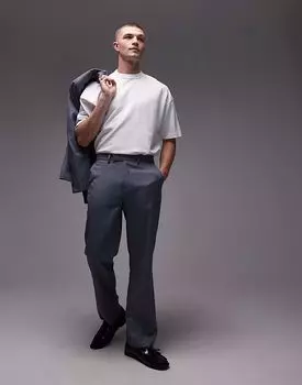 Брюки прямого кроя Topman синего цвета