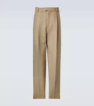 Брюки прямого кроя в клетку принц Уэльский Bottega Veneta, Beige/Yellow/Blue