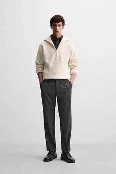 Брюки прямого кроя в полоску ZARA, темно-серый