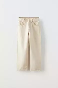 Брюки прямого кроя ZARA, экрю