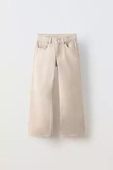 Брюки прямого кроя ZARA, экрю-белый