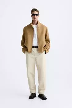 Брюки прямого кроя ZARA, экрю/бежевый