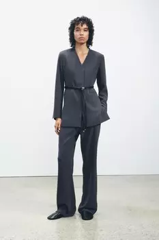 Брюки прямого кроя ZARA, антрацит серый