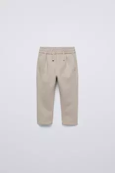 Брюки прямого кроя ZARA, бежевый