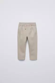 Брюки прямого кроя ZARA, бежевый
