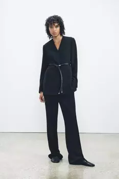 Брюки прямого кроя ZARA, черный