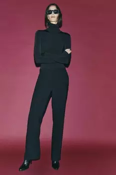 Брюки прямого кроя ZARA, черный
