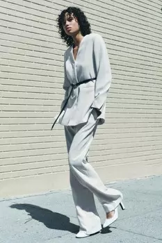 Брюки прямого кроя ZARA, цвет ice