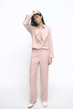 Брюки прямого кроя ZARA, розовый