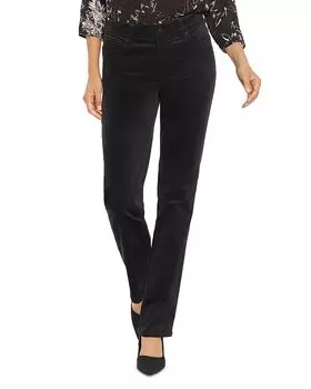 Брюки прямого покроя Marilyn Velveteen High Rise черного цвета NYDJ, черный