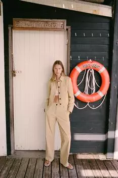 Брюки прямого покроя ZARA, кэмел