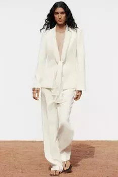 Брюки прямого покроя ZARA, устрично-белый
