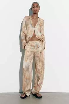 Брюки прямого типа tie-dye ZARA, разноцветный