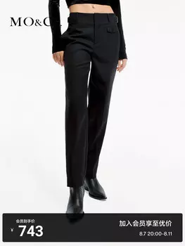 Брюки прямые Moco 2024 с высокой талией, черный