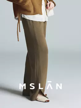 Брюки прямые MSlan с разрезом, черный