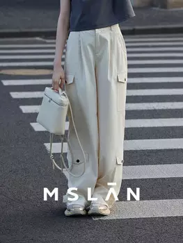 Брюки прямые Mslan с широкими штанинами, бежевый