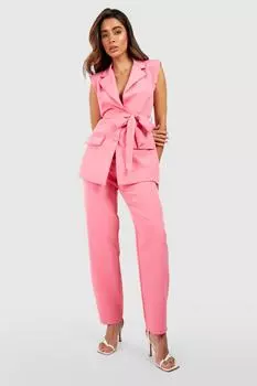 Брюки прямые ноги Boohoo, розовый