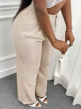 Брюки прямые женские Shein Slayr со складками, абрикосовый