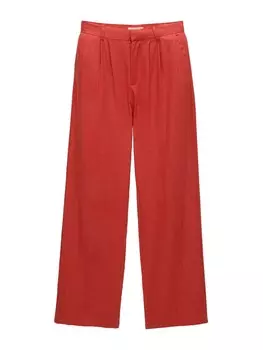 Брюки Pull&Bear Loose fit Pleat-Front Pants, красный