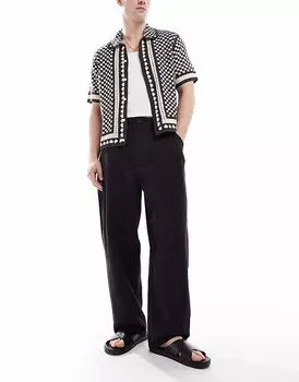 Брюки Pull&Bear с жатым фактурным эффектом черного цвета