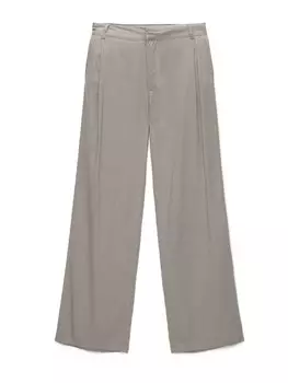 Брюки Pull&Bear Wide leg Pleat-Front Pants, серый