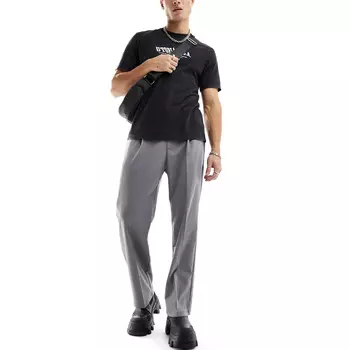 Брюки Pull&Bear Wide Leg Tailored, серый