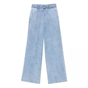 Брюки Pull&Bear Wide-leg With An Elasticated Waist, синий