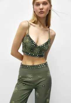 Брюки PULL&BEAR, зеленый