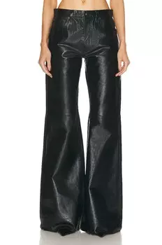 Брюки R13 Janet Relaxed Flair Leather, цвет Shiny Black
