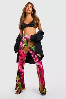 Брюки-расклешенные брюки с цветочным принтом Boohoo, розовый