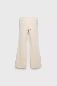 Брюки расклешенные из флиса в рубчик z3d ZARA, экрю