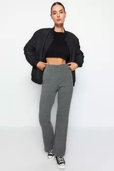 Брюки расклешенные Trendyol с завышенной талией и испанским узором, серый