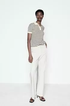 Брюки раскрешенные ZARA, устрично-белый