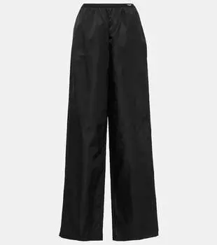 Брюки Re-Nylon с высокой посадкой и широкими штанинами Prada, черный
