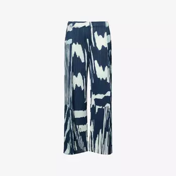 Брюки Refraction Pleats Please Issey Miyake плиссированные вязаные с абстрактным принтом, синий