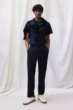 Брюки regular fit из смесового льна H&M, синий