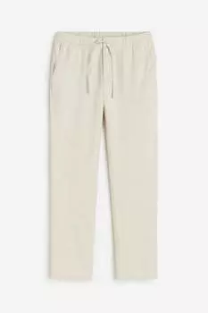 Брюки regular fit из смесового льна H&M, бежевый