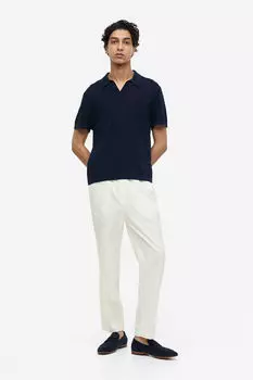Брюки regular fit из смесового льна H&M, белый