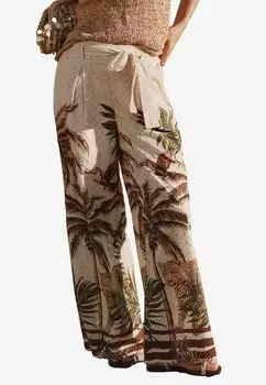 Брюки REGULAR FIT - TIE WAIST EMBROIDERED WIDE LEG Next, бежевый