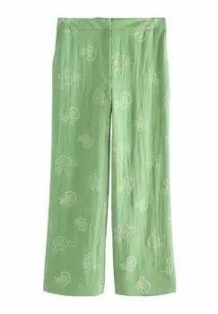 Брюки REGULAR FIT - WIDE LEG EMBROIDERED Next, зеленый