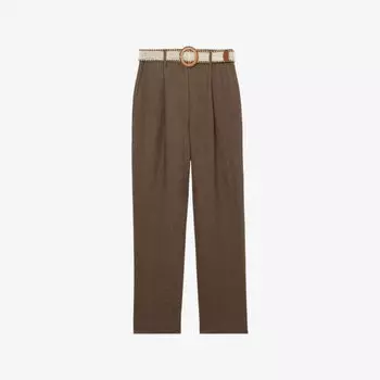 Брюки Reiss Beau зауженные льняные, бежевый