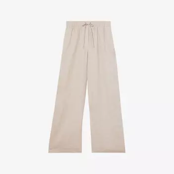 Брюки Reiss Willow широкие укороченные из смесового льна, бежевый