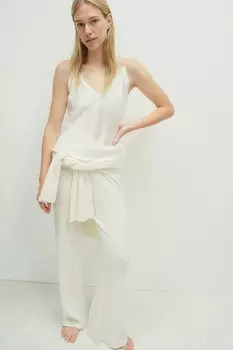 Брюки рельефной вязки H&M, бежевый