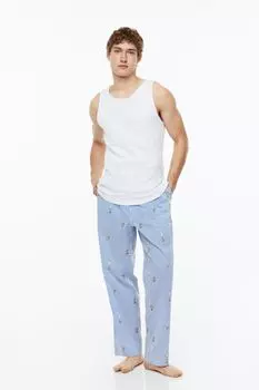 Брюки Relaxed Fit из хлопка с рисунком H&amp;M, голубой/снупи