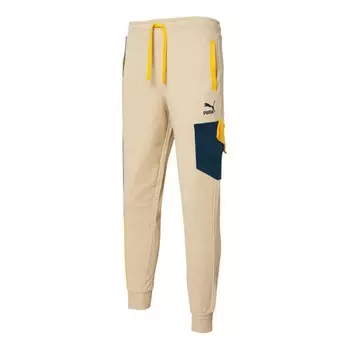 Брюки retro sweatpants 'beige black orange' Puma, бежевый