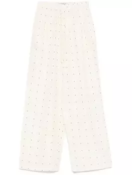 Брюки Rhe из шелка в горошек, белый