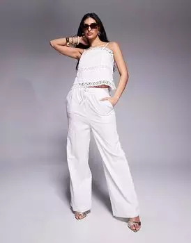 Брюки River Island с кружевными вставками белого цвета
