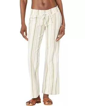 Брюки Roxy Oceanside Yarn-Dyed Beach, цвет Loden Green Cabana Stripe