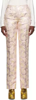 Брюки розового и золотого цвета с эффектом металлик Dries Van Noten
