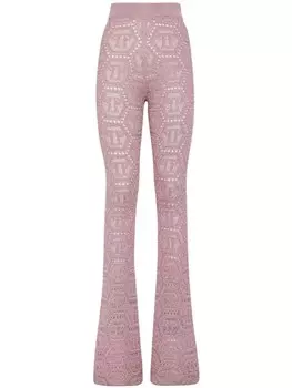 Брюки рыхлой вязки с монограммой Philipp Plein, розовый